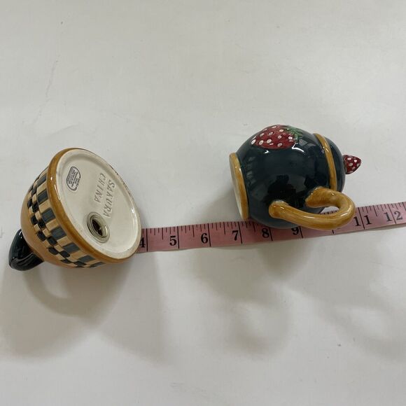 Vintage SAKURA Salt & Pepper Shakers Teapot Tea Kettle Ceramic Country Farmhouse - Picture 10 of 10